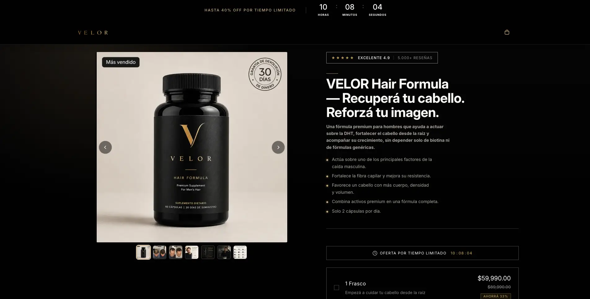 Concepto de interfaz para la tienda Shopify de Velor